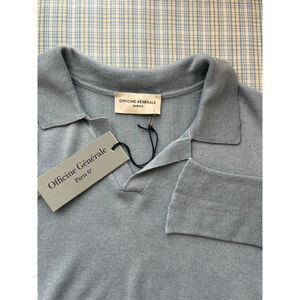 NWT Officine Générale Faded Blue Long Sleeve Sweater L $425 Cashmere Blend